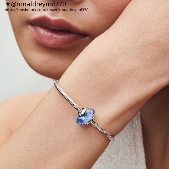 Pandora Wavy Blue Murano Glass Charm - Picture 5 of 6